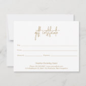 Eenvoudig Elegant Gold Business Cadeaubon (Achterkant)