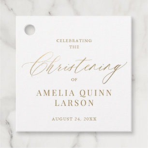 Eenvoudig Elegant Gold Calligraphy Script Christen Bedankjes Labels