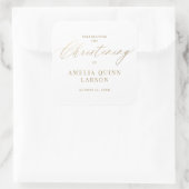 Eenvoudig Elegant Gold Calligraphy Script Christen Vierkante Sticker (Tas)