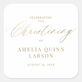 Eenvoudig Elegant Gold Calligraphy Script Christen Vierkante Sticker