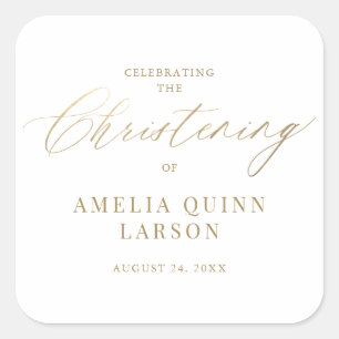Eenvoudig Elegant Gold Calligraphy Script Christen Vierkante Sticker
