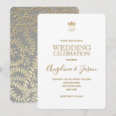 Eenvoudig Elegant Gold Calligraphy Wedding Kaart (Voorkant / Achterkant)