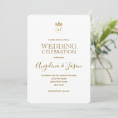 Eenvoudig Elegant Gold Calligraphy Wedding Kaart (Staand voorkant)