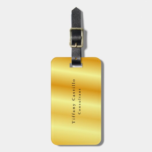 Eenvoudig, elegant Gold Colour Minimalist Modern Bagagelabel (Voorkant verticaal)