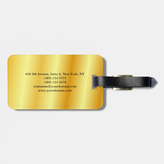 Eenvoudig, elegant Gold Colour Minimalist Modern Bagagelabel (Achterkant horizontaal)