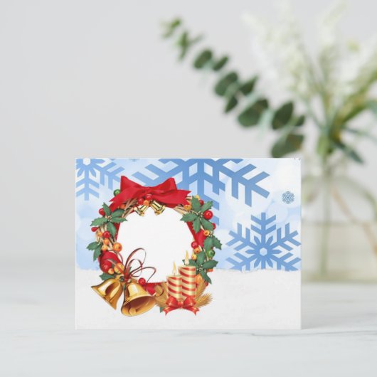 Eenvoudig Elegant Gold Decor Wreath Merry Kerstmis Feestdagenkaart