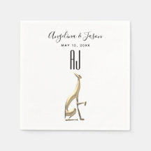 Eenvoudig Elegant Gold Dog Black en White Wedding