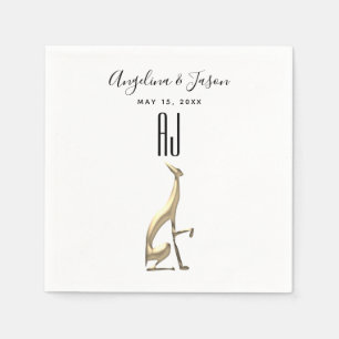 Eenvoudig Elegant Gold Dog Black en White Wedding Servet