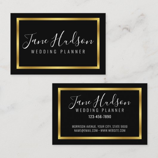 Eenvoudig, elegant Gold en zwart-minimalistisch be Visitekaartje (Voorkant / Achterkant)