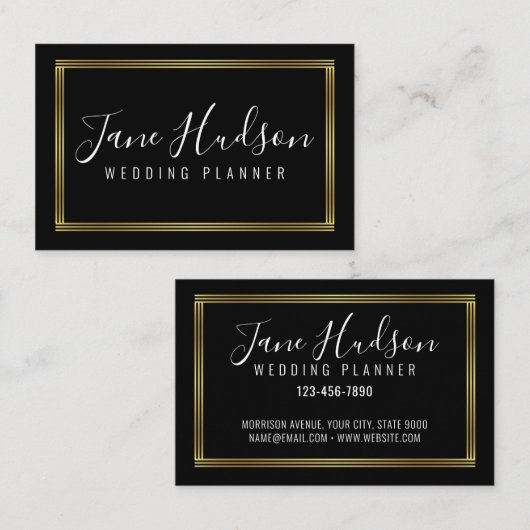 Eenvoudig, elegant Gold en zwart-minimalistisch be Visitekaartje (Voorkant / Achterkant)