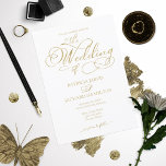 Eenvoudig Elegant Gold Foil Script Weddenschap Kaart<br><div class="desc">Eenvoudige Elegante Gouden Folie Script bruiloft uitnodiging</div>