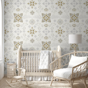 Eenvoudig Elegant Gold Folk Tegel Pattern Behang
