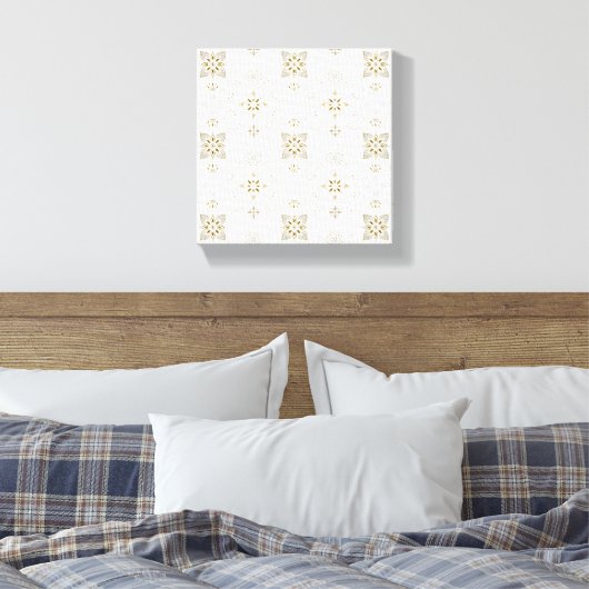 Eenvoudig Elegant Gold Folk Tegel Pattern Canvas Afdruk (Insitu (Slaapkamer))