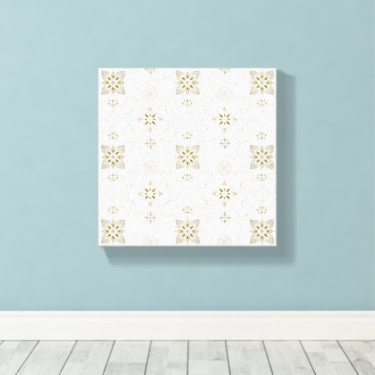Eenvoudig Elegant Gold Folk Tegel Pattern Canvas Afdruk (Insitu (Houten vloer))
