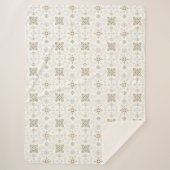 Eenvoudig Elegant Gold Folk Tegel Pattern Sherpa Deken (Voorkant)