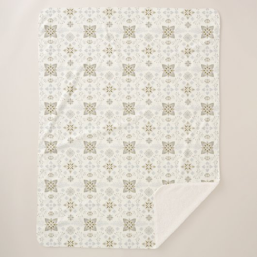 Eenvoudig Elegant Gold Folk Tegel Pattern Sherpa Deken (Voorkant)