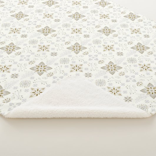 Eenvoudig Elegant Gold Folk Tegel Pattern Sherpa Deken (3/4)