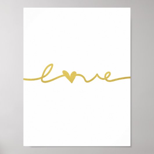 Eenvoudig Elegant Gold Love Script-Poster Poster (Voorkant)