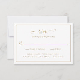 Eenvoudig Elegant Gold Meal Wedding RSVP Kaartje