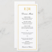 Eenvoudig Elegant Gold Monogram Foral Weddenschap Menu (Voorkant / Achterkant)