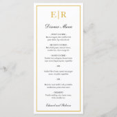 Eenvoudig Elegant Gold Monogram Foral Weddenschap Menu (Voorkant)