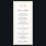 Eenvoudig Elegant Gold Monogram Foral Weddenschap Menu<br><div class="desc">Elegant trouwmenu met je monogram en een grens in faux goud. De kopballen en uw namen zijn in kalligrafie. Deze eenvoudige en klassieke trouwmenu's zijn geweldig voor een officiële bruiloft.</div>