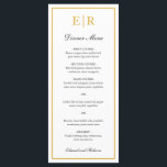 Eenvoudig Elegant Gold Monogram Foral Weddenschap Menu<br><div class="desc">Elegant trouwmenu met je monogram en een grens in faux goud. De kopballen en uw namen zijn in kalligrafie. Deze eenvoudige en klassieke trouwmenu's zijn geweldig voor een officiële bruiloft.</div>