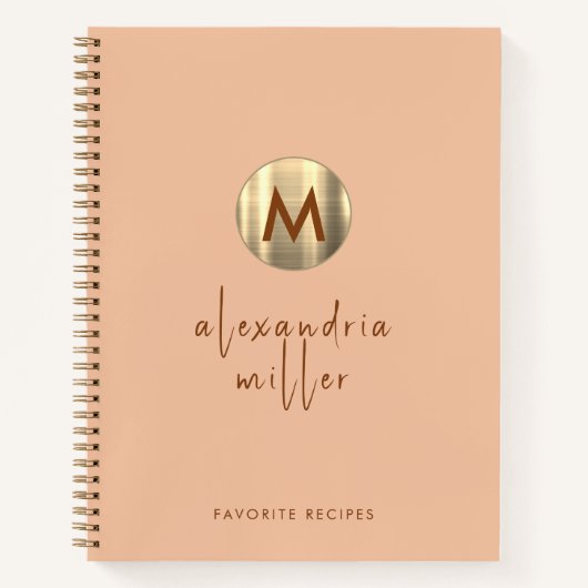 Eenvoudig Elegant Gold Monogram Recipbook Notitieboek (Voorkant)