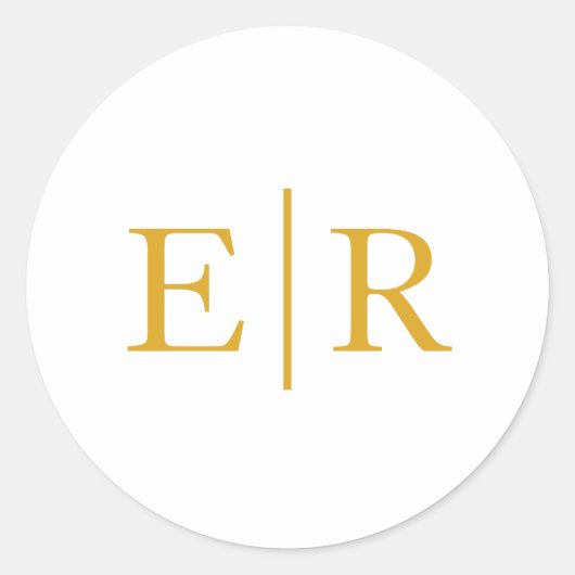 Eenvoudig Elegant Gold Monogram Weddenschap Ronde Sticker (Voorkant)