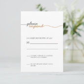 Eenvoudig Elegant Gold Response RSVP Kaartje (Staand voorkant)