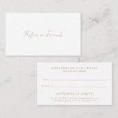 Eenvoudig Elegant Gold Script Minimalistisch Moder Aanbevelingskaartje (Voorkant / Achterkant)