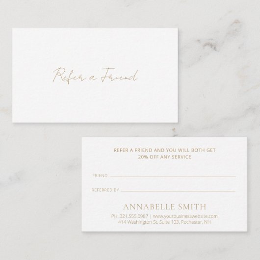 Eenvoudig Elegant Gold Script Minimalistisch Moder Aanbevelingskaartje (Voorkant / Achterkant)