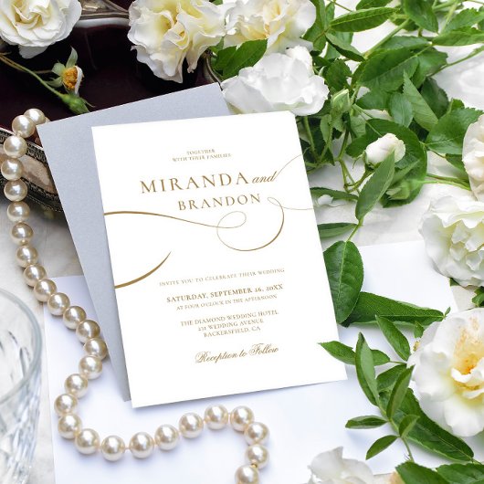 Eenvoudig Elegant Gold Script Weddenschap Kaart