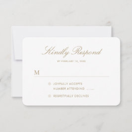Eenvoudig Elegant Gold Script Weddenschap RSVP Kaartje