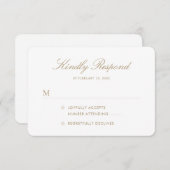 Eenvoudig Elegant Gold Script Weddenschap RSVP Kaartje (Voorkant / Achterkant)