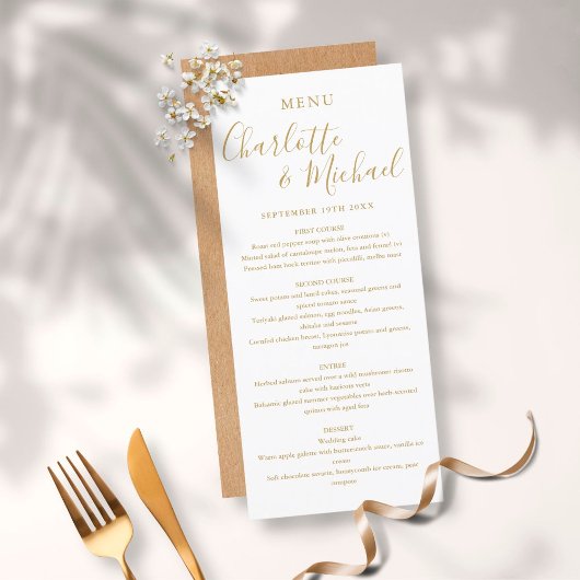 Eenvoudig Elegant Gold Signature Script Weduwmenu Menu