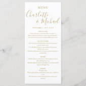 Eenvoudig Elegant Gold Signature Script Weduwmenu Menu (Voorkant)