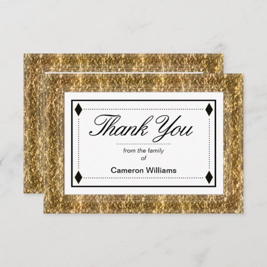 Eenvoudig elegant Gold Tone Bereavement Hartelijk Bedankkaart (Voorkant / Achterkant)