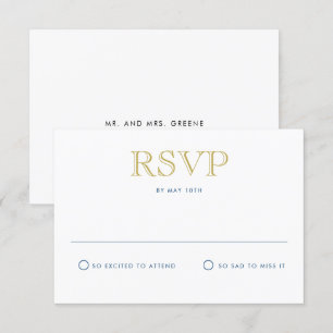 Eenvoudig Elegant Gold Traditional Briefkaart RSVP