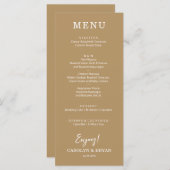 Eenvoudig Elegant Gold Weddendiner Menu (Voorkant / Achterkant)
