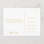 Eenvoudig Elegant Gold Weddenschap Dank u Briefkaa Briefkaart (Achterkant)