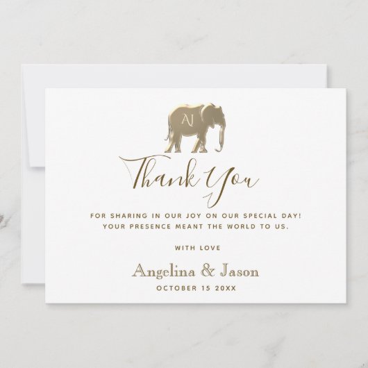 Eenvoudig Elegant Gold Wedding Bedankkaart (Voorkant)