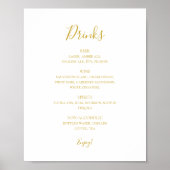 Eenvoudig Elegant Gold Wedding Drink Menu Sign Poster (Voorkant)