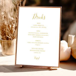 Eenvoudig Elegant Gold Wedding Drink Menu Sign Poster