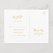 Eenvoudig Elegant Gold Wedding RSVP Briefkaart (Achterkant)