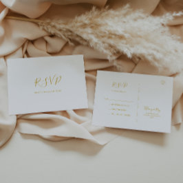 Eenvoudig Elegant Gold Wedding RSVP Briefkaart