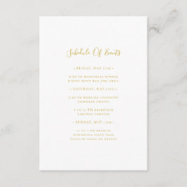 Eenvoudig Elegant Gold Wedding Schedule of Events Informatiekaartje