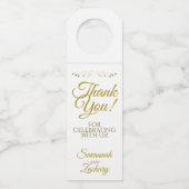 Eenvoudig Elegant Gold & White Weddenschap Harteli Flessenhanger (Voorkant)