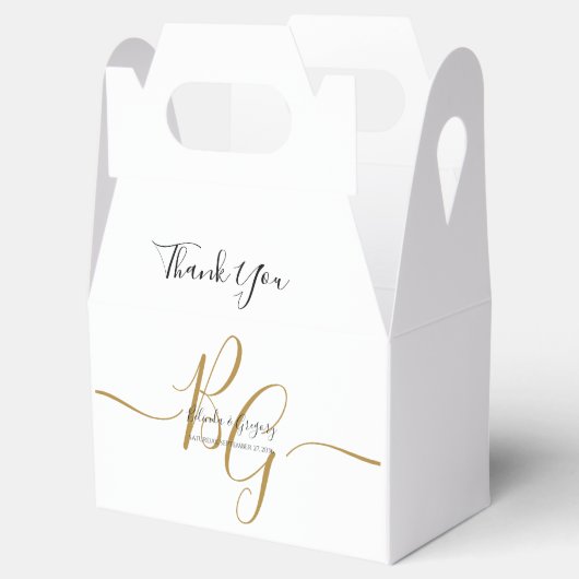 Eenvoudig Elegant Golden Initialen Weddenschap Bedankdoosjes (Geopend)