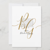 Eenvoudig Elegant Golden Initialen Weddenschap Bedankkaart (Voorkant)